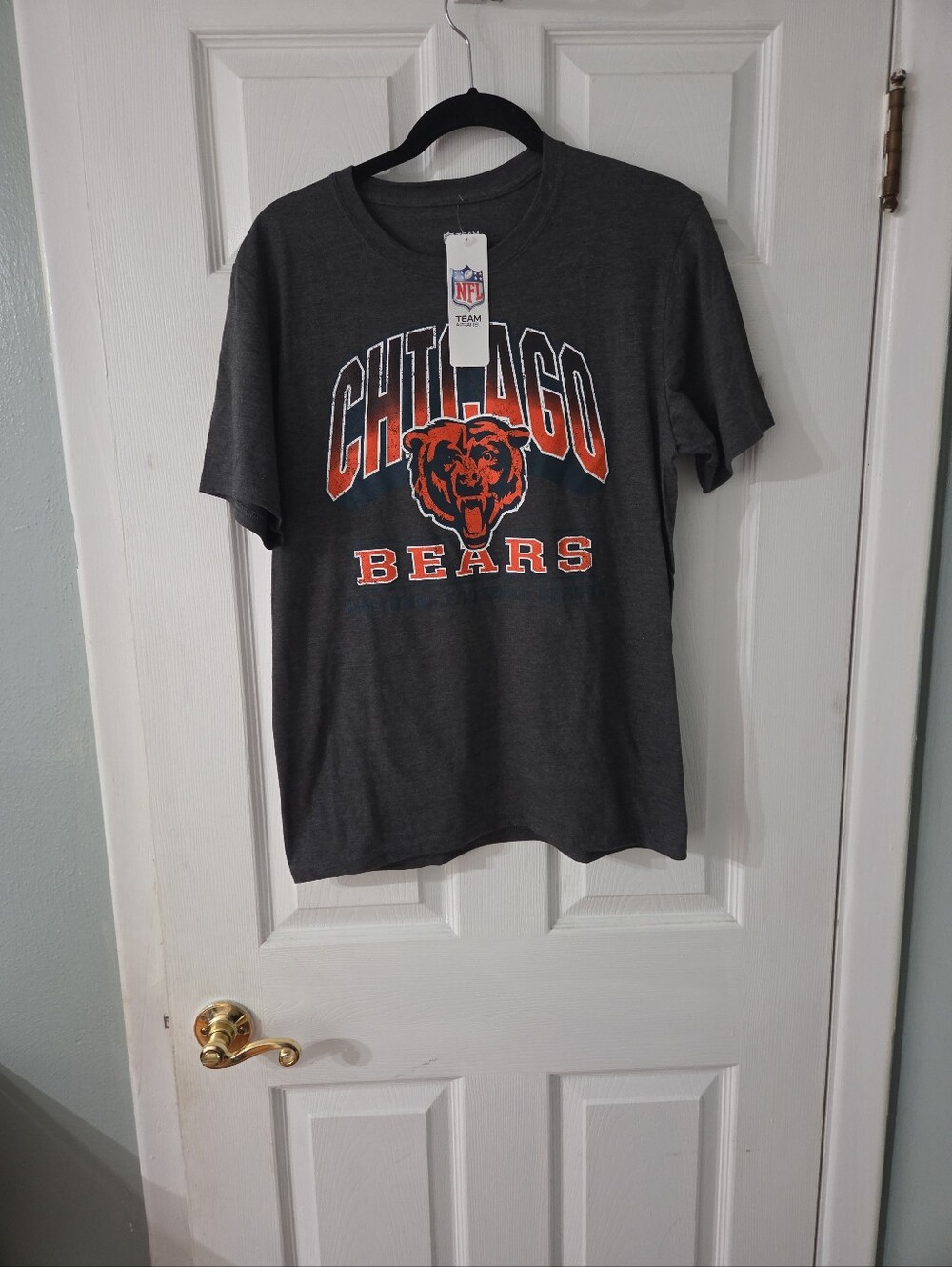 NFL Chicago Bears Dark Gray Tee with Orange Logo.  M. NWT